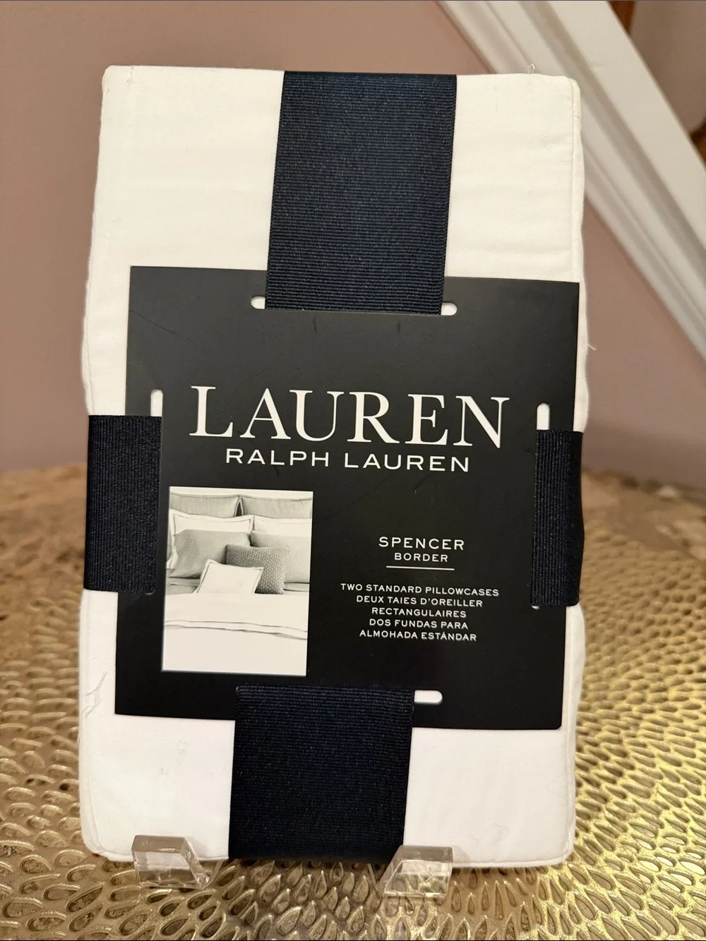 Lauren Ralph Lauren White Pillowcases with Blue Border, Set of 2 Standard